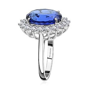 Certified & Appraised Rhapsody 950 Platinum AAAA Tanzanite and E-F VS Diamond Sunburst Ring (Size 10.0) 9.26 Grams 11.25 ctw