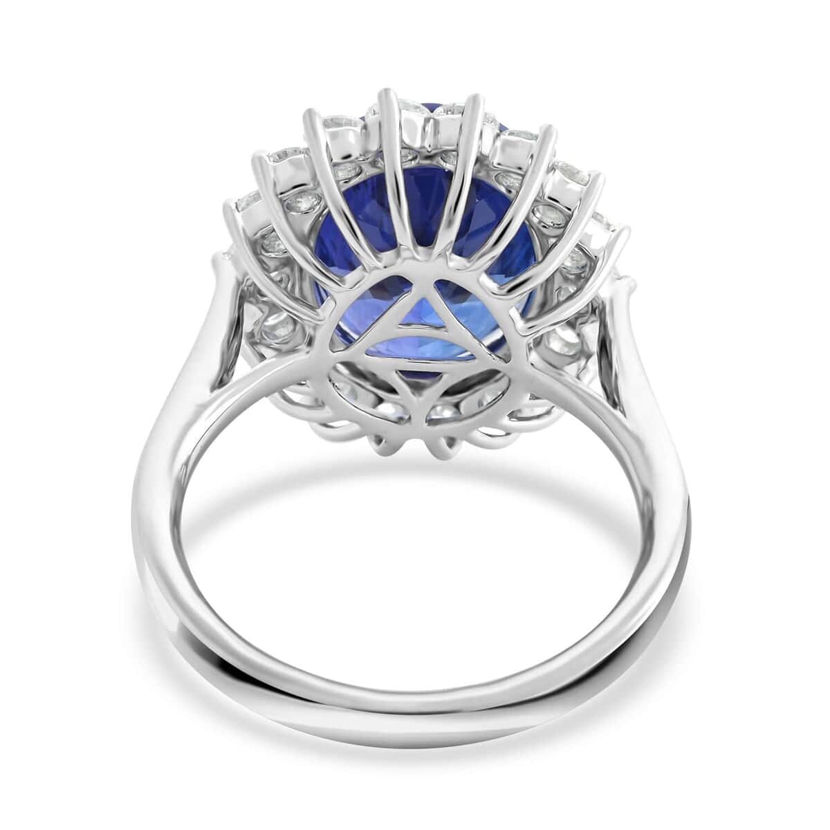 Certified & Appraised Rhapsody 950 Platinum AAAA Tanzanite and E-F VS Diamond Sunburst Ring (Size 10.0) 9.26 Grams 11.25 ctw image number 4