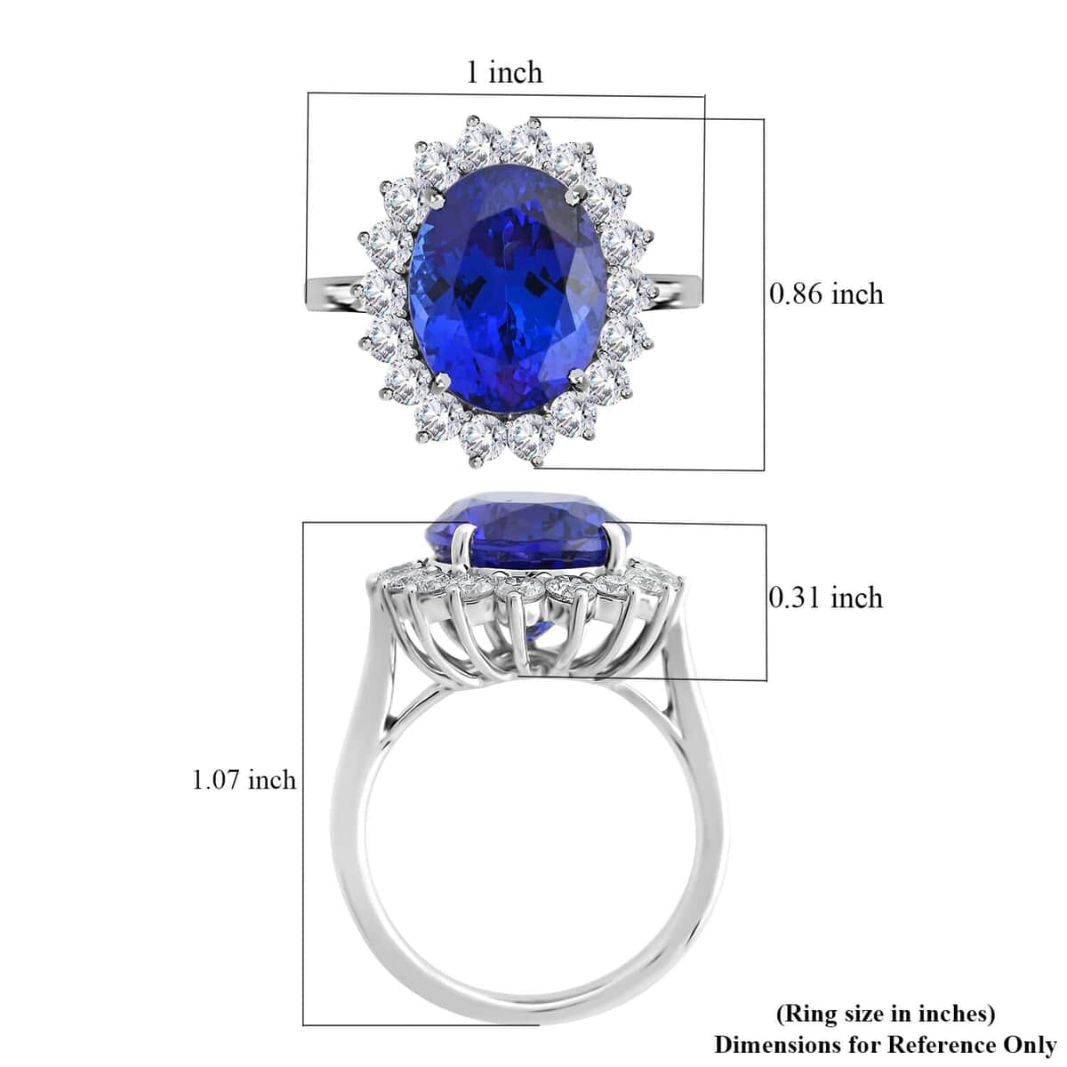 Certified & Appraised Rhapsody 950 Platinum AAAA Tanzanite and E-F VS Diamond Sunburst Ring (Size 10.0) 9.26 Grams 11.25 ctw image number 5