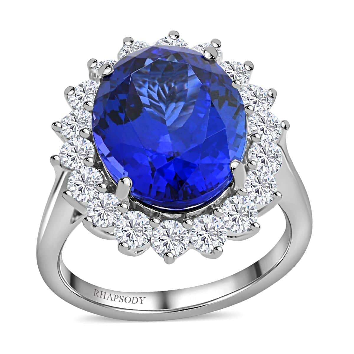 Certified & Appraised Rhapsody 950 Platinum AAAA Tanzanite and E-F VS Diamond Sunburst Ring (Size 8.0) 9.26 Grams 11.25 ctw image number 0