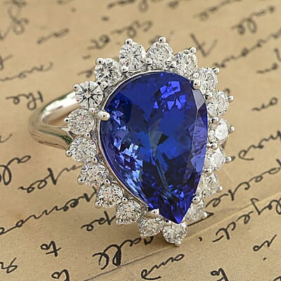 Certified & Appraised Rhapsody 950 Platinum AAAA Tanzanite and E-F VS Diamond Ring (Size 10.0) 8.90 Grams 11.15 ctw