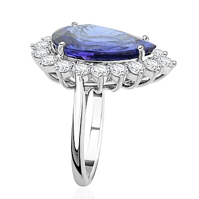 Certified & Appraised Rhapsody 950 Platinum AAAA Tanzanite and E-F VS Diamond Ring (Size 10.0) 8.90 Grams 11.15 ctw