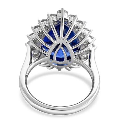 Certified & Appraised Rhapsody 950 Platinum AAAA Tanzanite and E-F VS Diamond Ring (Size 10.0) 8.90 Grams 11.15 ctw
