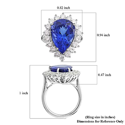 Certified & Appraised Rhapsody 950 Platinum AAAA Tanzanite and E-F VS Diamond Ring (Size 10.0) 8.90 Grams 11.15 ctw