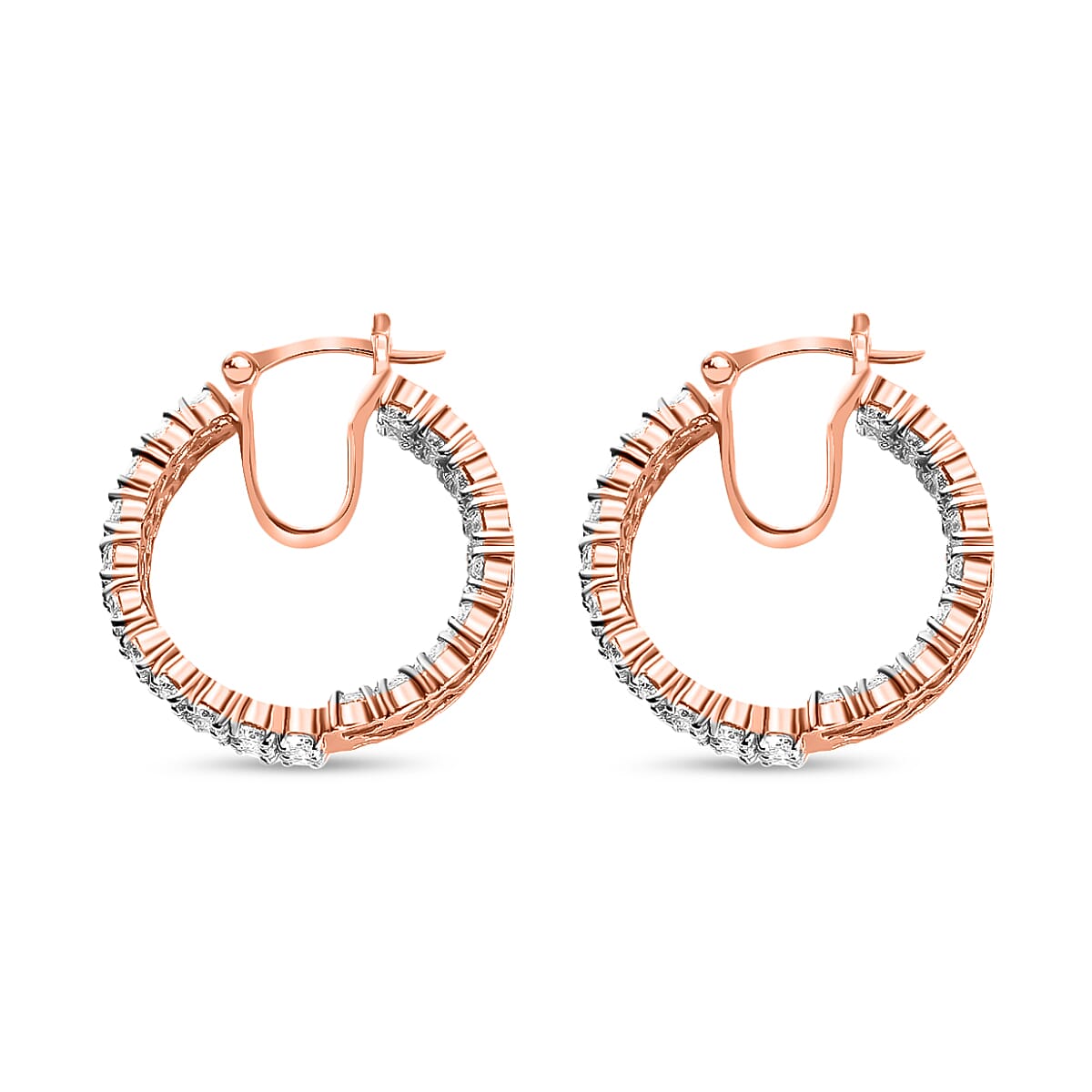 Moissanite 8.40 ctw Inside Out Hoop Earrings, Vermeil Rose Gold Over Sterling Silver Earrings, Moissanite Hoops, Moissanite Jewelry, Gifts For Her image number 5