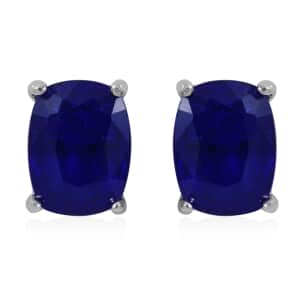 Tanzanian Blue Spinel (DF) Solitaire Stud Earrings in Platinum Over Sterling Silver 3.10 ctw
