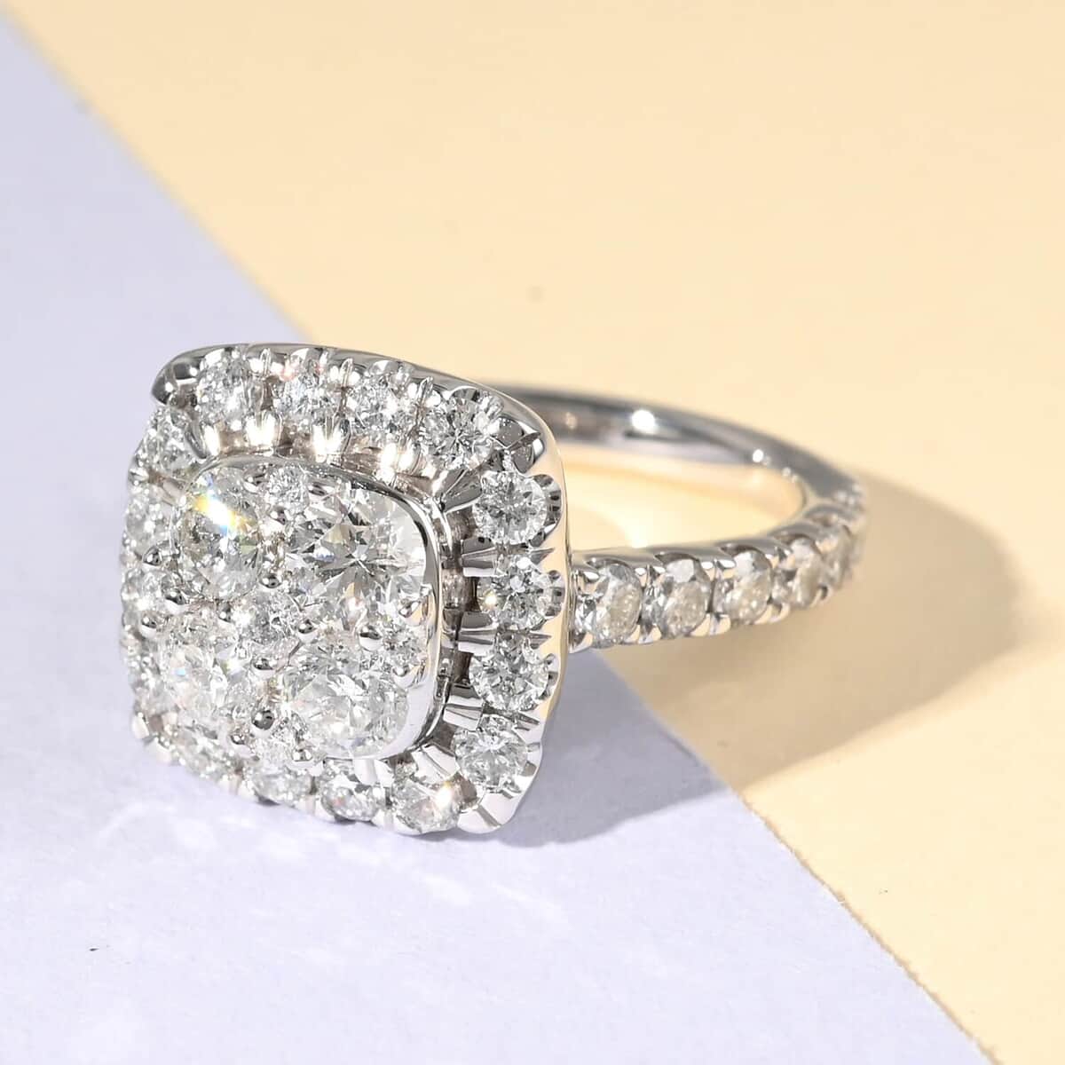 NY Closeout 14K White Gold Diamond (G, SI2) Cluster Ring (Size 18.0) (7.70 g) 2.50 ctw image number 1