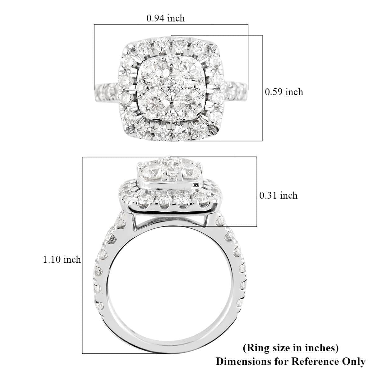 NY Closeout 14K White Gold Diamond (G, SI2) Cluster Ring (Size 18.0) (7.70 g) 2.50 ctw image number 4