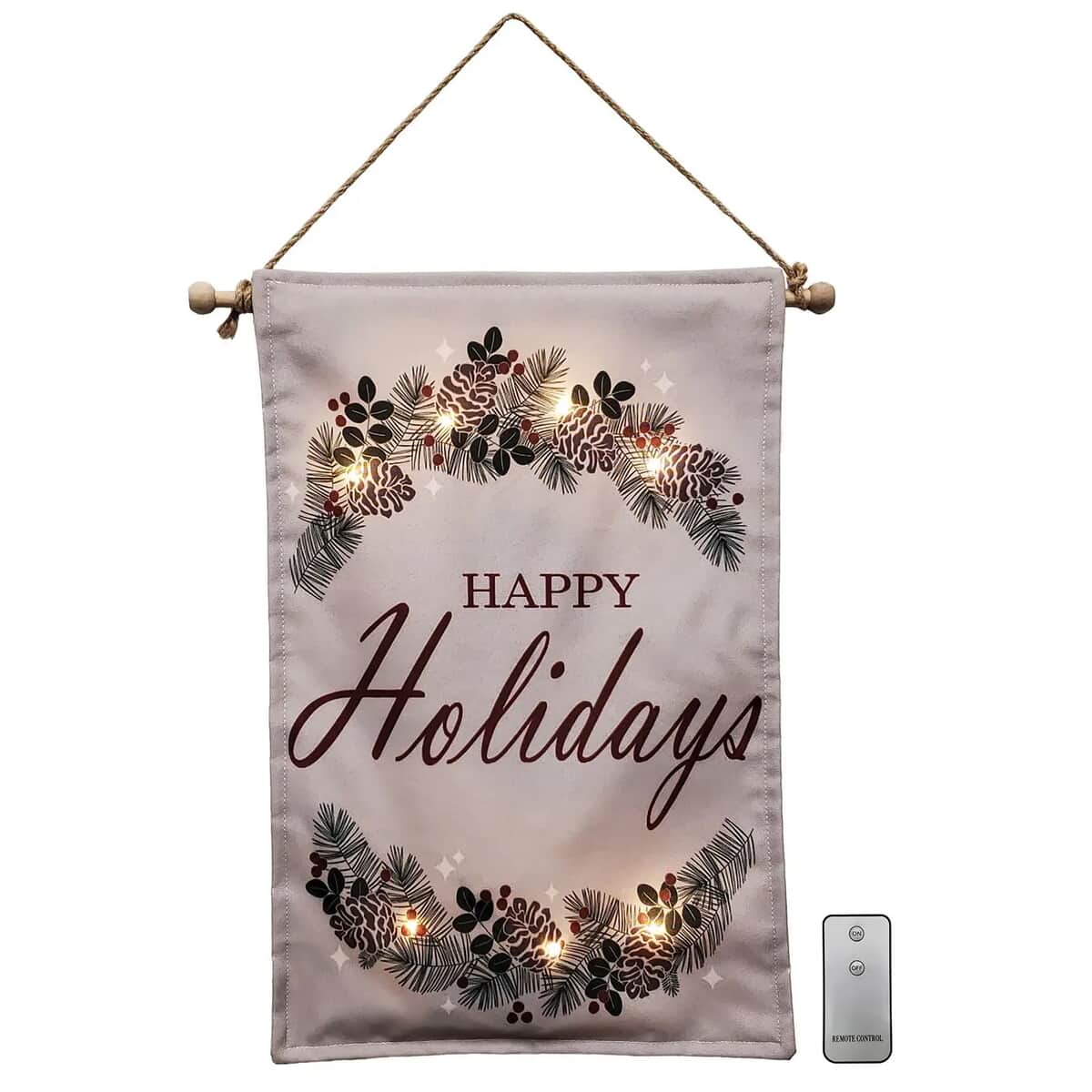 Lumabase Christmas- Battery-Operated Lighted Wall Banner – Happy Holidays image number 0