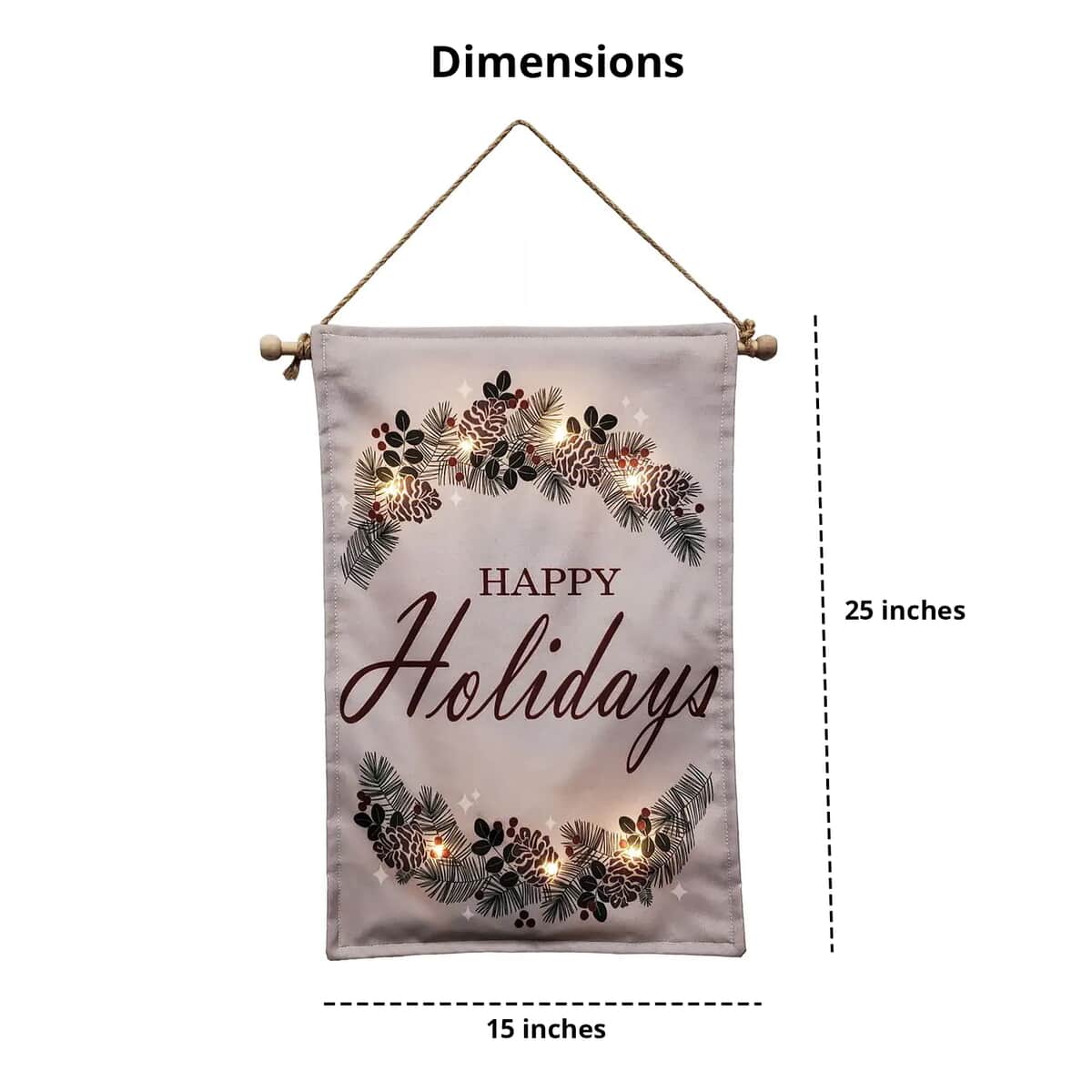 Lumabase Christmas- Battery-Operated Lighted Wall Banner – Happy Holidays image number 3
