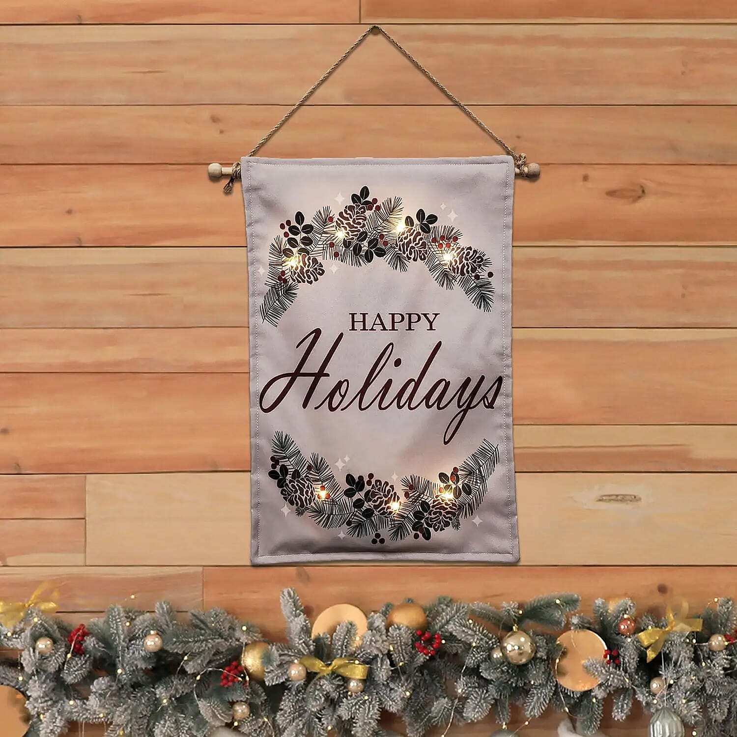 Lumabase Christmas- Battery-Operated Lighted Wall Banner – Happy Holidays