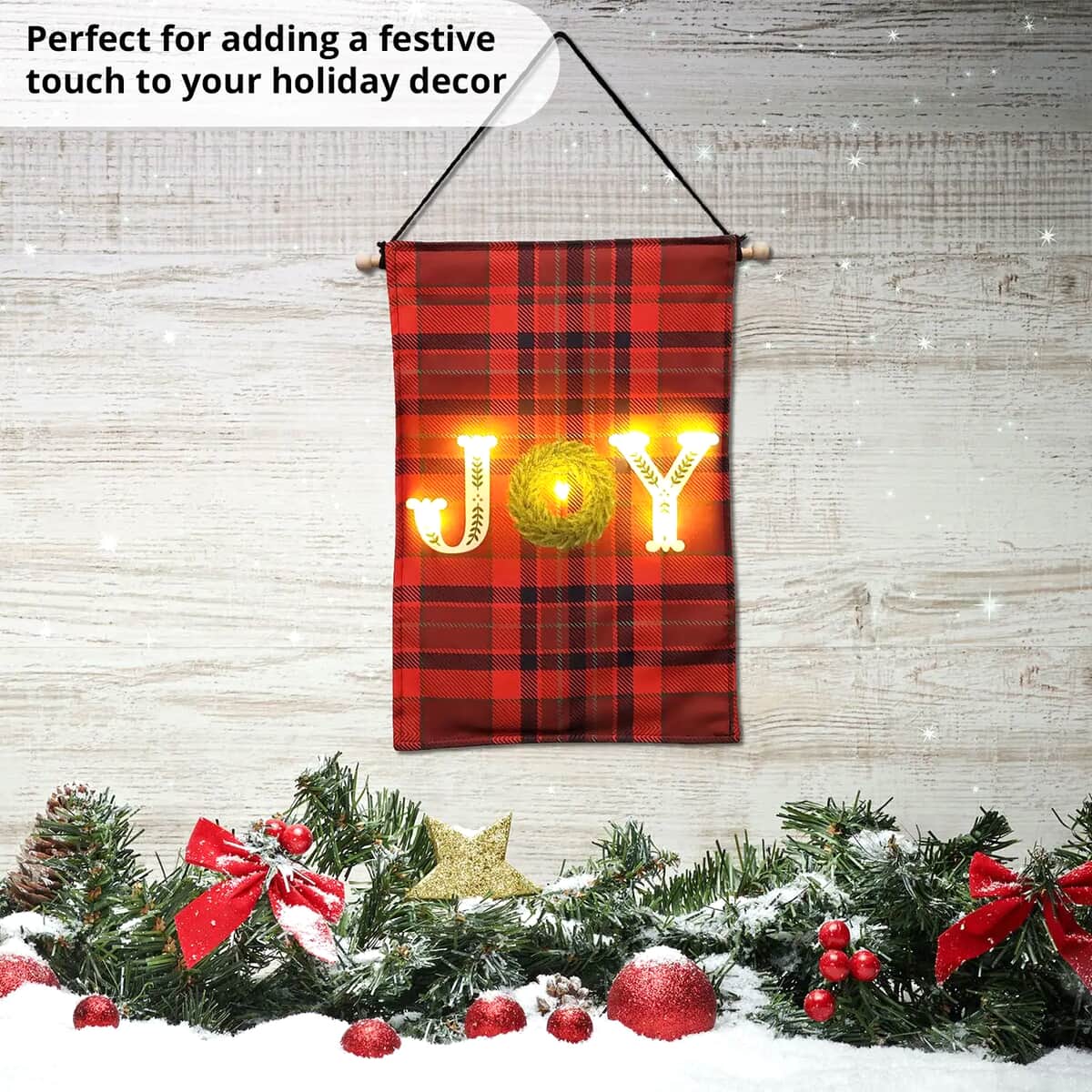 Lumabase Christmas-Battery-Operated Lighted Wall Banner – JOY image number 2