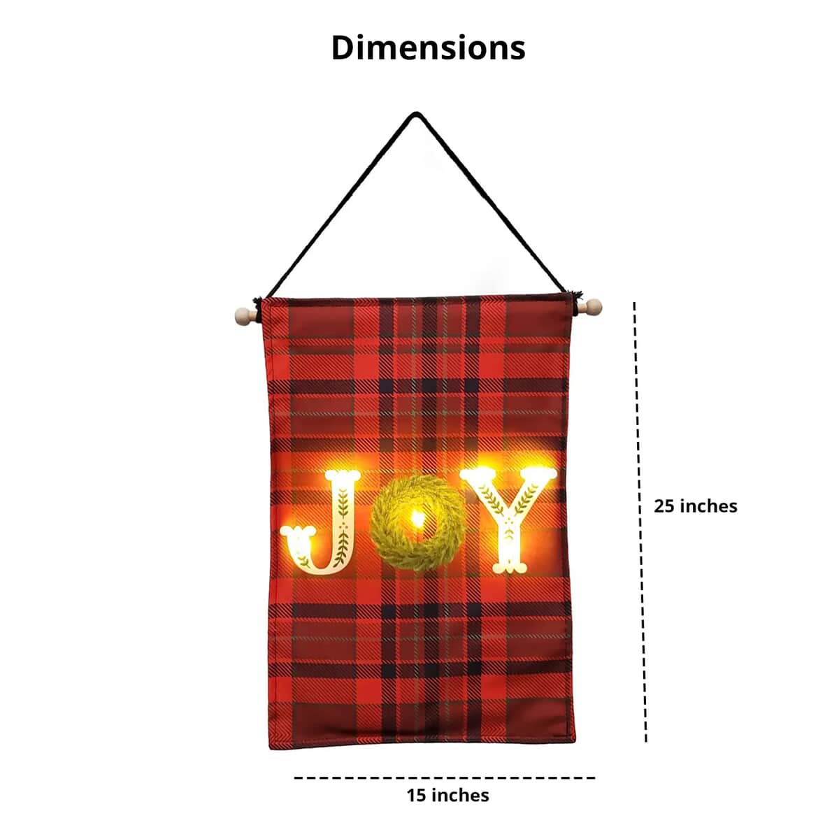 Lumabase Christmas-Battery-Operated Lighted Wall Banner – JOY image number 3