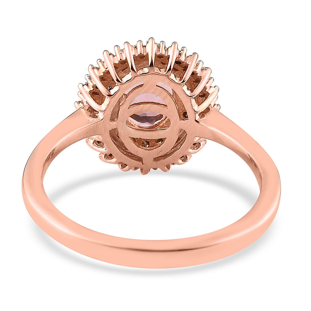 Premium Blush Tourmaline, Natural Champagne and White Diamond Floral Ring in Vermeil Rose Gold Over Sterling Silver (Size 10.0) 1.60 ctw image number 4