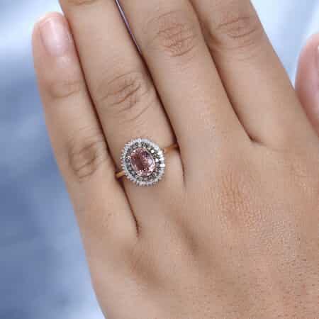 Buy Premium Blush Tourmaline, Natural Champagne and White Diamond Floral  Ring in Vermeil Rose Gold Over Sterling Silver (Size 5.0) 1.60 ctw at