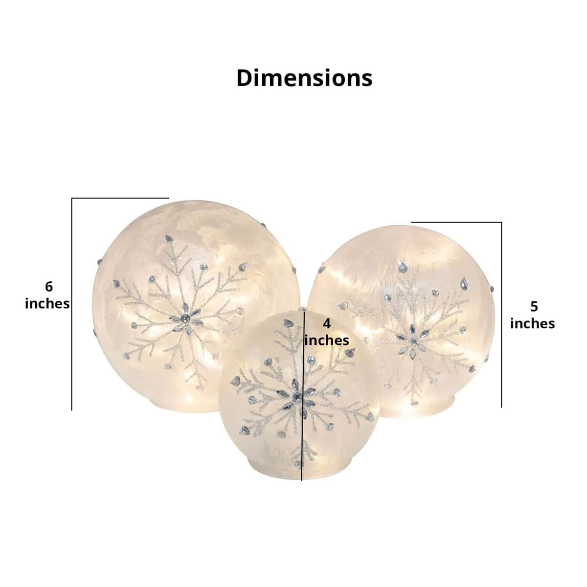 Lumabase Christmas-Battery Operated Glass Snowflake Globes – Set of 3, Decorative LED Lights Battery Operated Décor Globe, Home Décor Lights image number 5