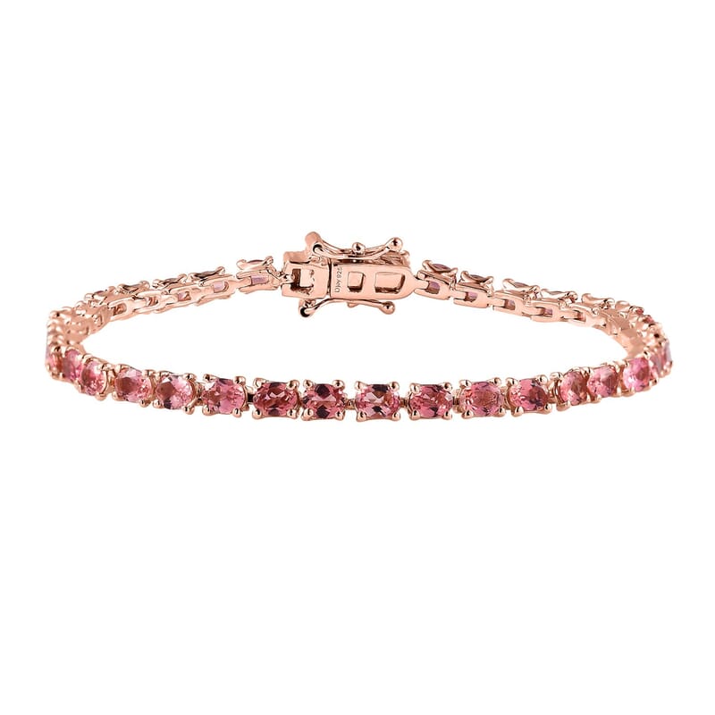 Premium Blush Tourmaline Tennis Bracelet in Vermeil Rose Gold Over Sterling Silver (6.50 In) 5.50 ctw