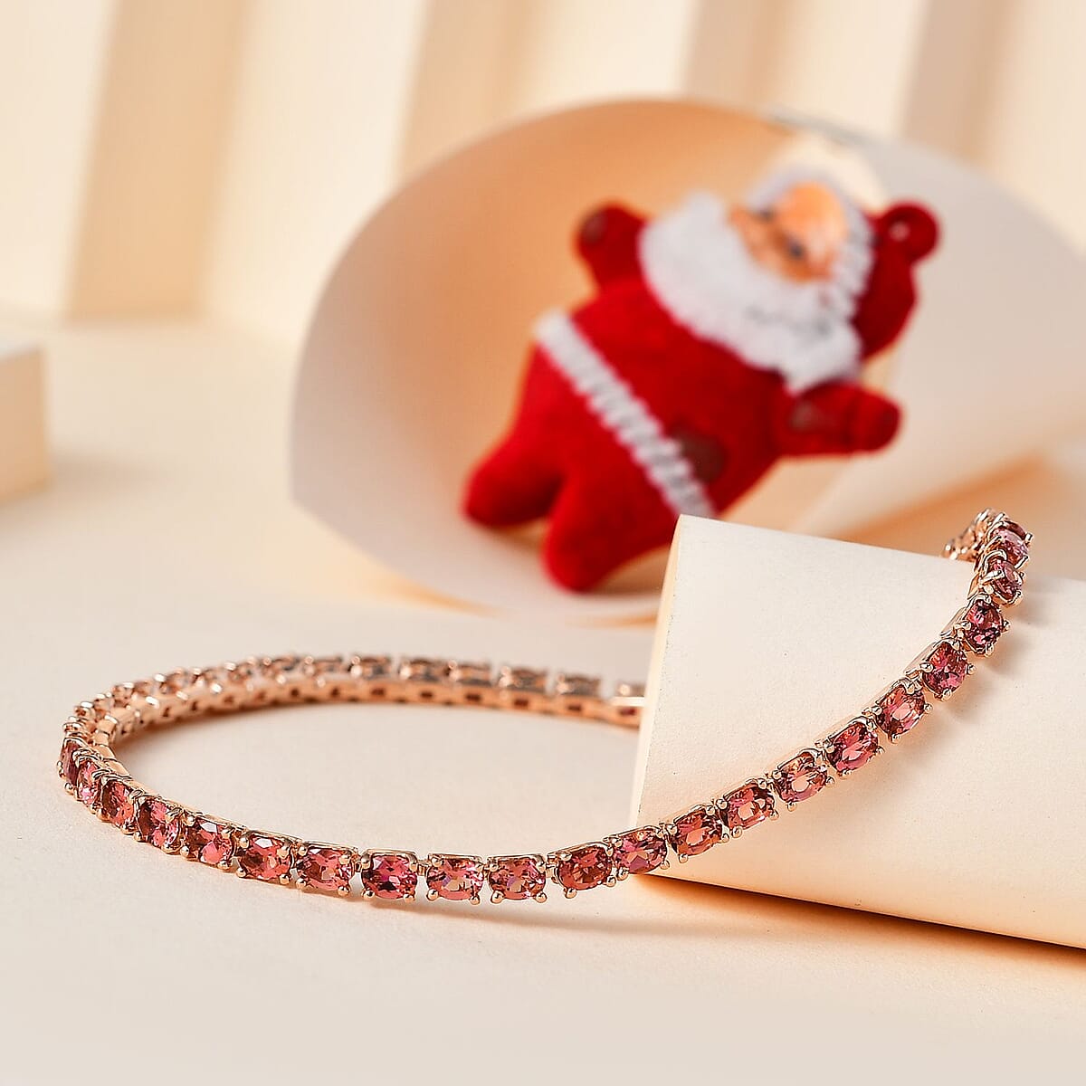 Premium Blush Tourmaline Tennis Bracelet in Vermeil RG Over Sterling Silver (6.50 In) (Del. in 8-10 Days) 5.50 ctw image number 1