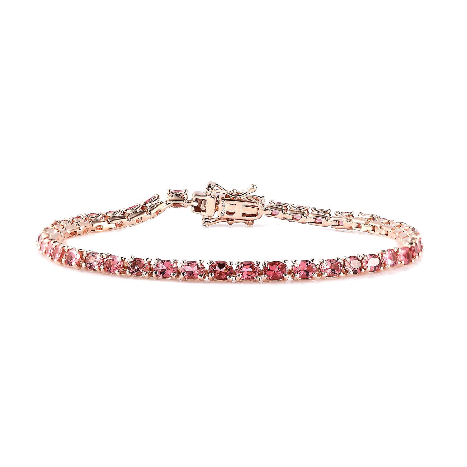 Premium Blush Tourmaline Tennis Bracelet in Vermeil RG Over Sterling Silver (6.50 In) (Del. in 8-10 Days) 5.50 ctw