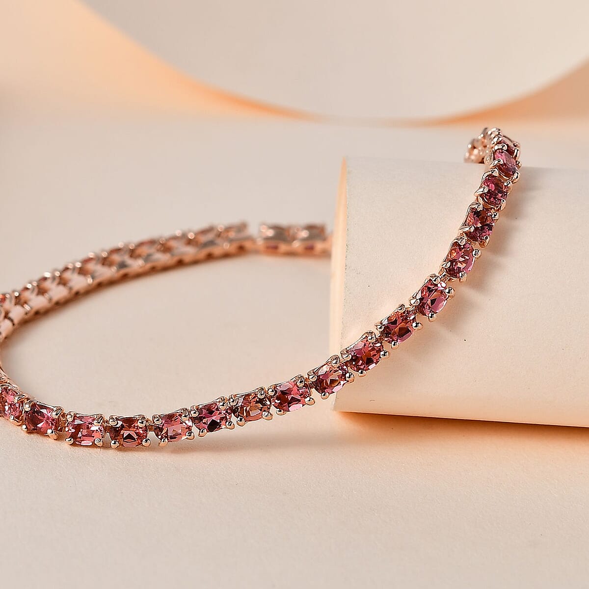 Premium Blush Tourmaline Tennis Bracelet in Vermeil Rose Gold Over Sterling Silver (7.25 In) 6.00 ctw image number 1