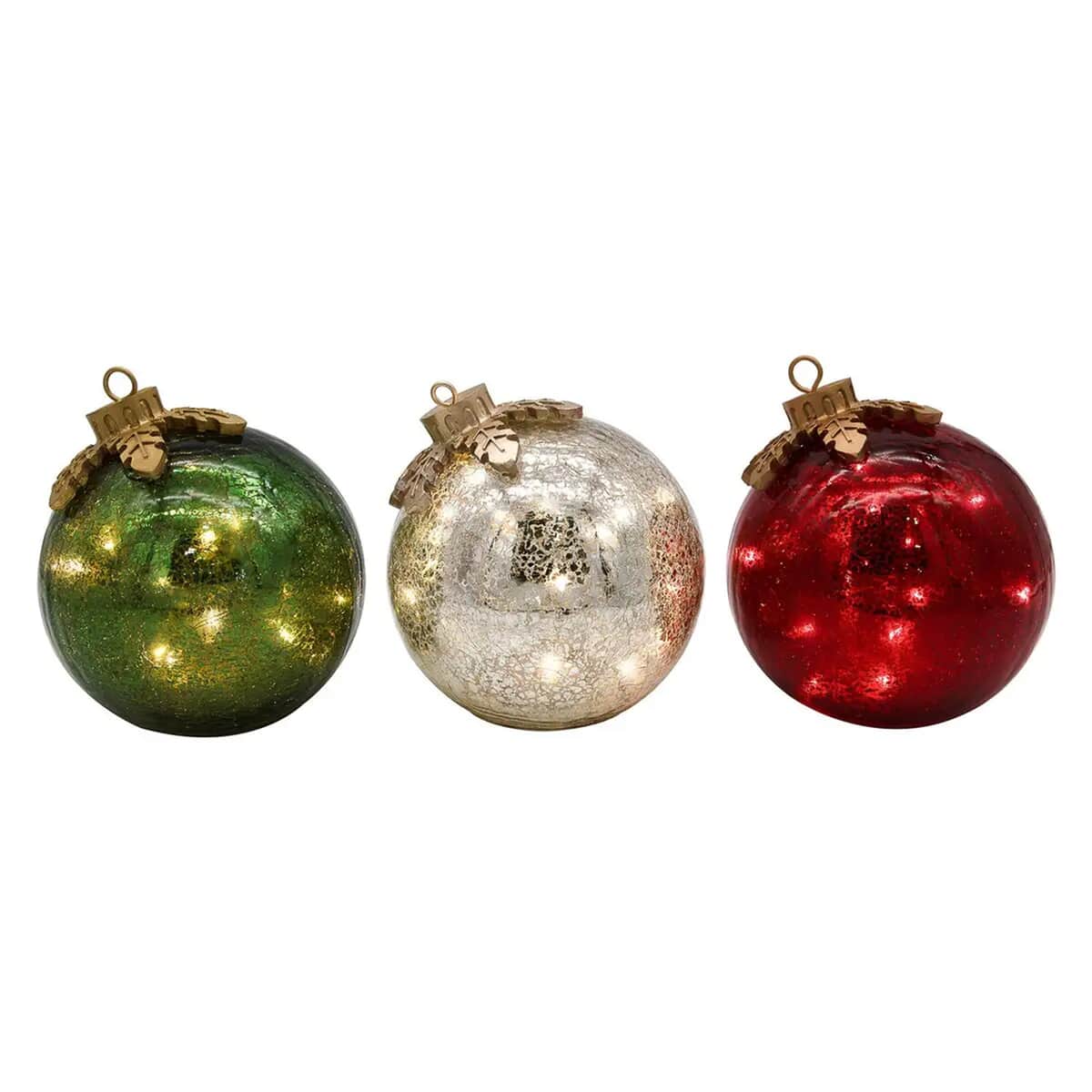 Lumabase Battery Operated Glass Tabletop Christmas Ornaments – Set of 3 image number 0