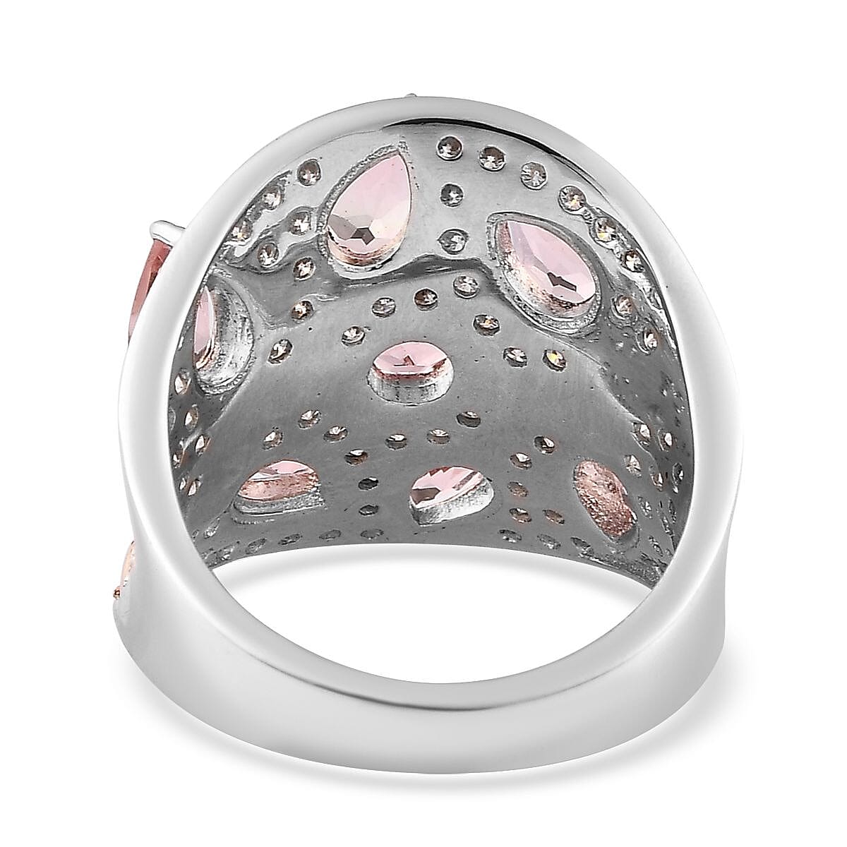 Premium Blush Tourmaline and Moissanite Ring in Vermeil Rose Gold and Platinum Over Sterling Silver (Size 9.0) 4.10 ctw image number 4