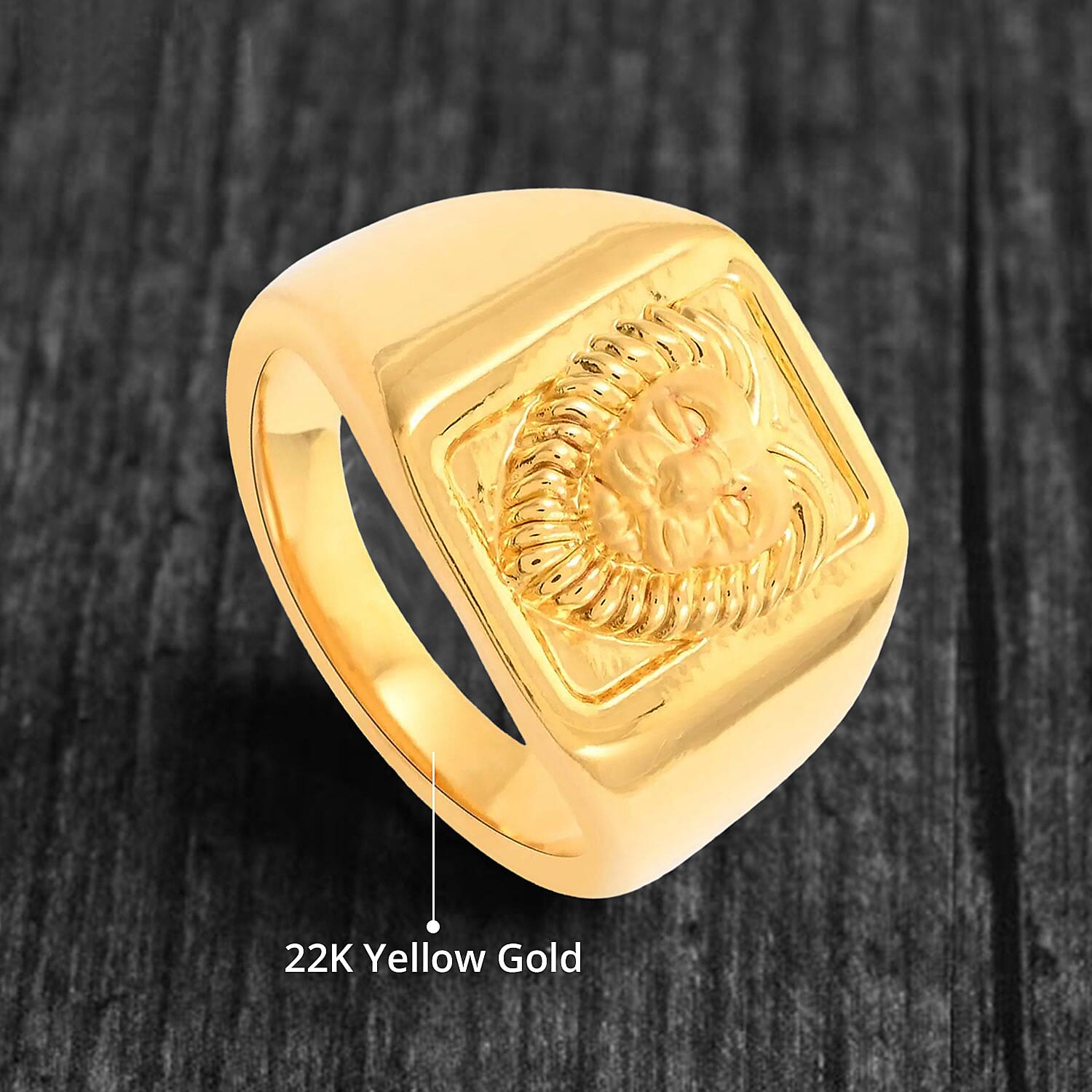 22K Yellow Gold Electroform Lion Signet Men's Ring (Size 9.0) 5.10 Grams