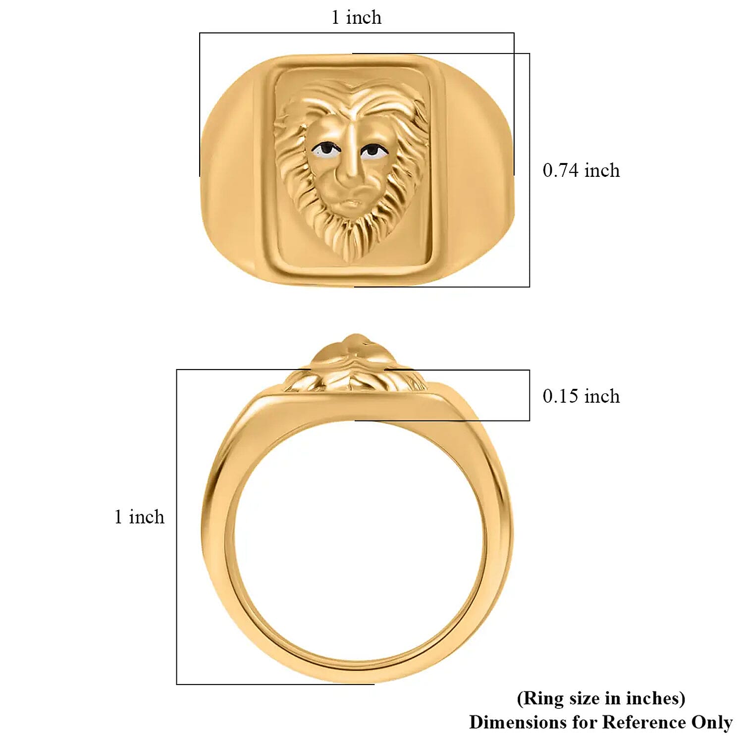 22K Yellow Gold Electroform Lion Signet Men's Ring (Size 9.0) 5.10 Grams