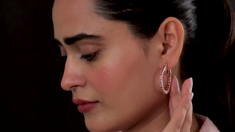 Premium Blush Tourmaline Inside Out Hoop Earrings in Vermeil Rose Gold Over Sterling Silver 5.10 ctw