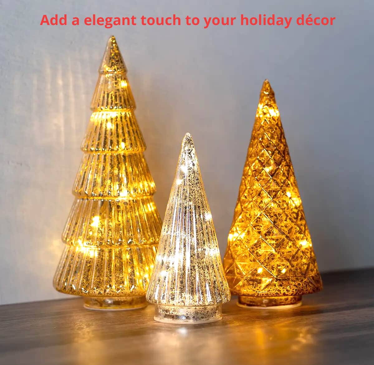 Lumabase Christmas-Battery Operated Gold, Bronze & Silver Trees – Set of 3 image number 2