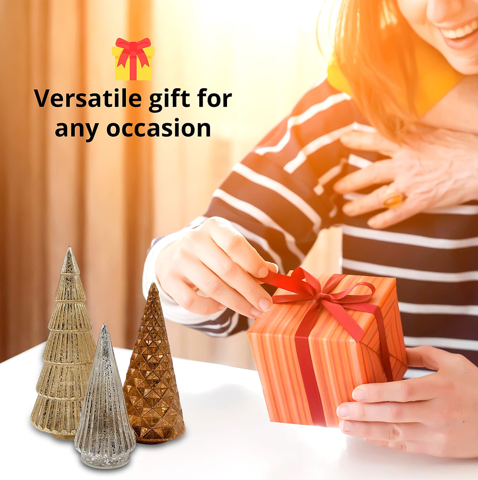 Lumabase Christmas-Battery Operated Gold, Bronze & Silver Trees – Set of 3