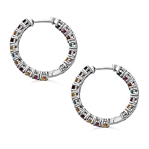 Multi-Tourmaline 3.96 ctw Earrings in Platinum Over Sterling Silver