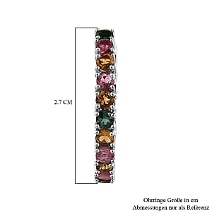 Multi-Tourmaline 3.96 ctw Earrings in Platinum Over Sterling Silver