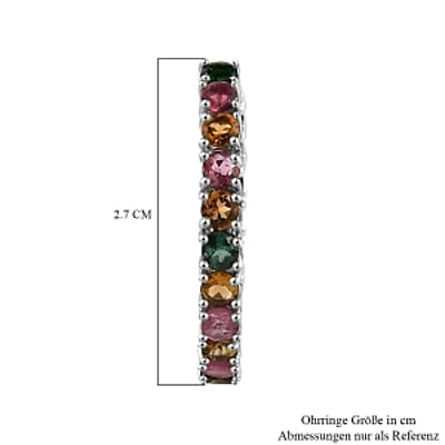 Multi-Tourmaline 3.96 ctw Earrings in Platinum Over Sterling Silver