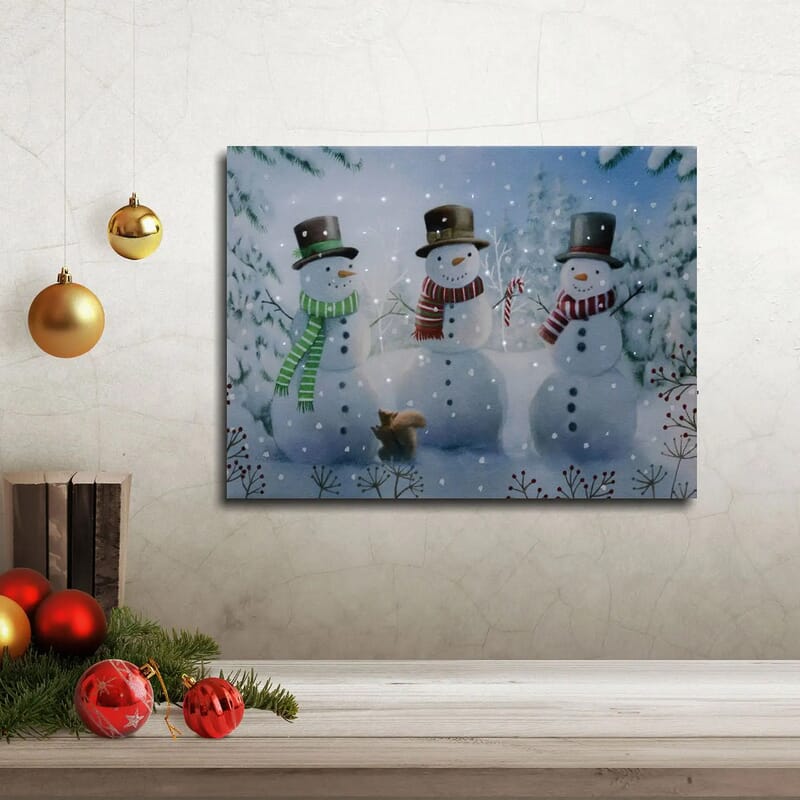 Lumabase Battery Operated Lighted Wall Art - Cheerful Snowman