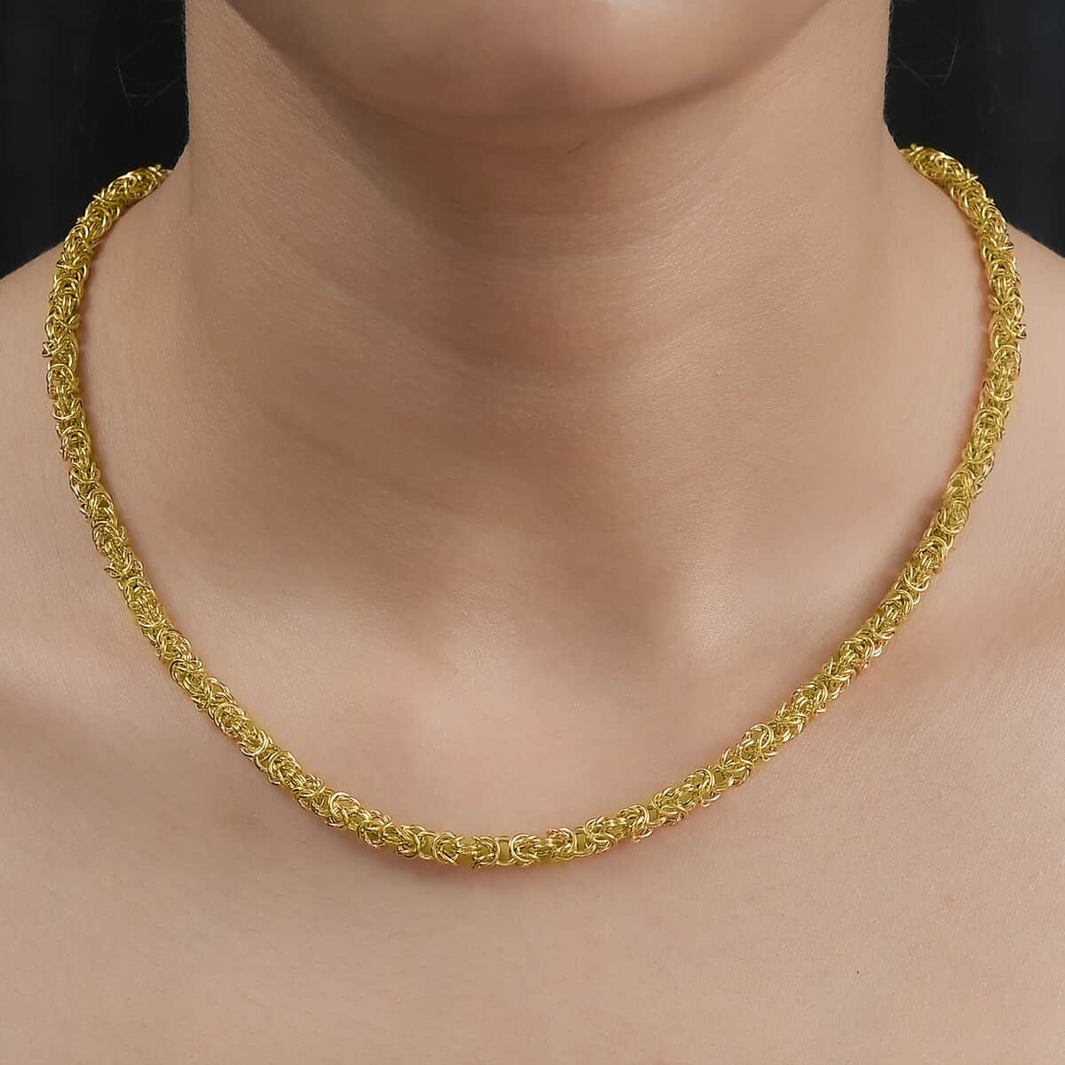 22K Yellow Gold Electroform Byzantine Chain Necklace 18 Inches 12.7 Grams image number 2