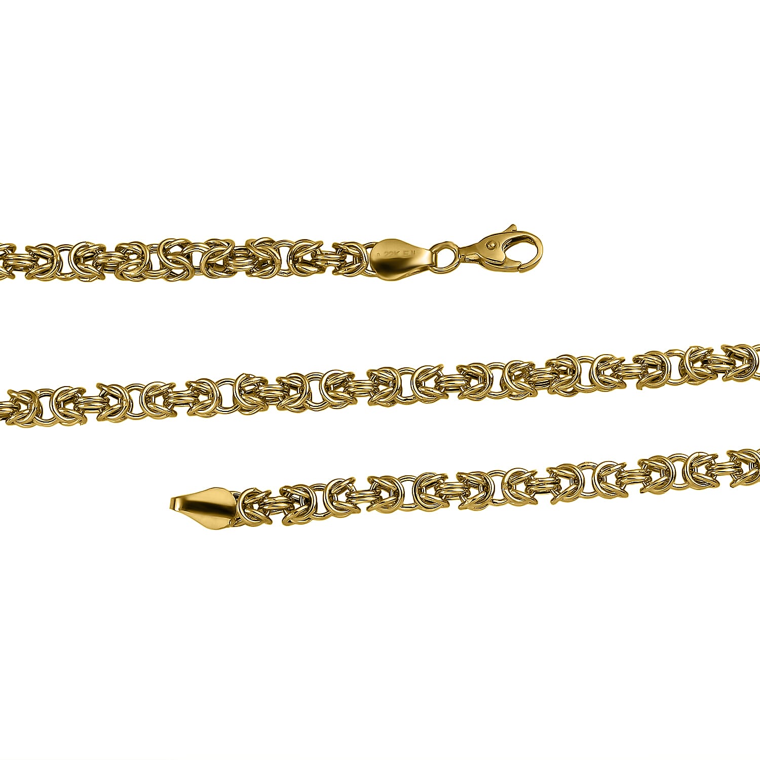 22K Yellow Gold Electroform Byzantine Chain Necklace 18 Inches 12.7 Grams