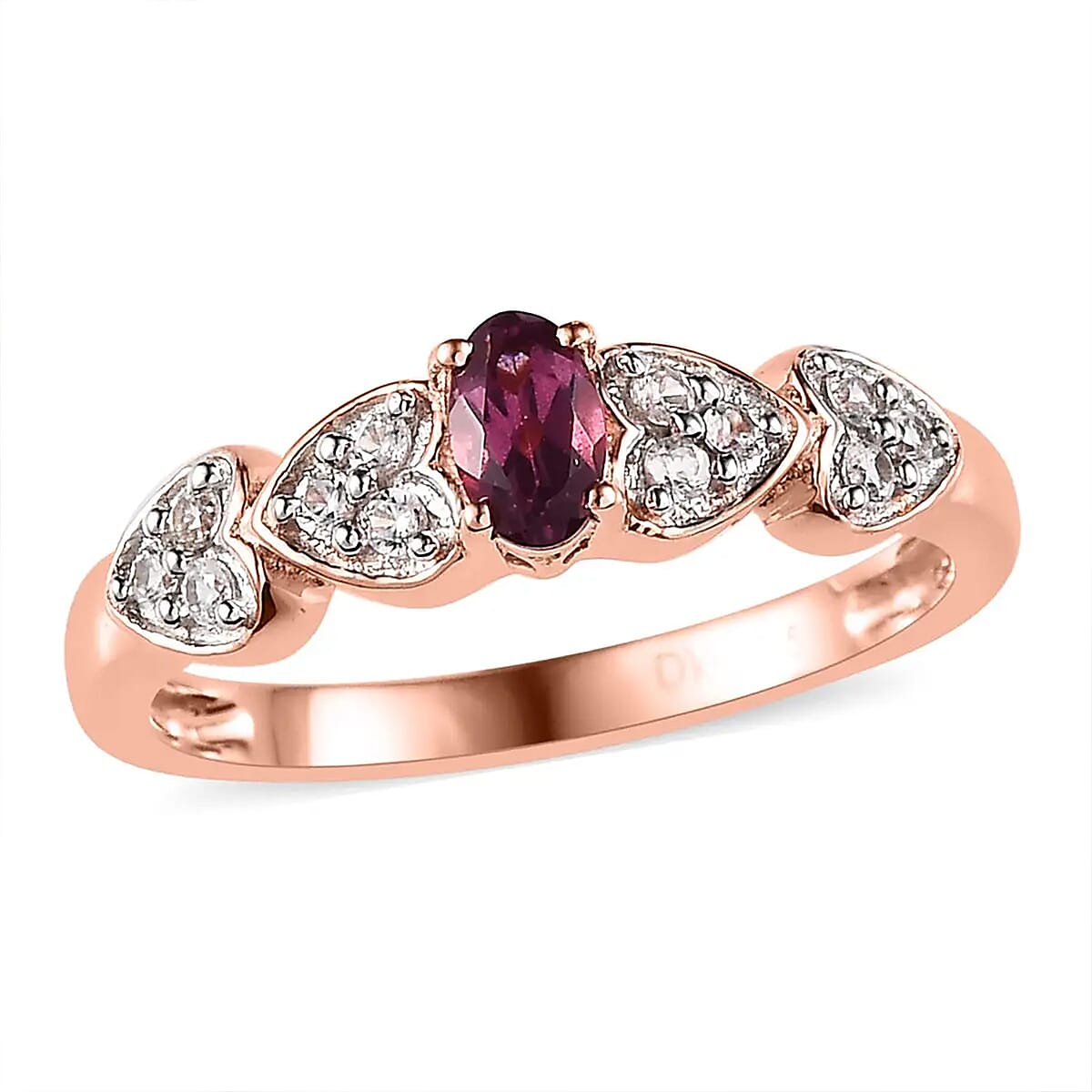Tanzanian Wine Garnet and White Zircon 0.60 ctw Ring in Vermeil Rose Gold Over Sterling Silver (Size 7.0) image number 0