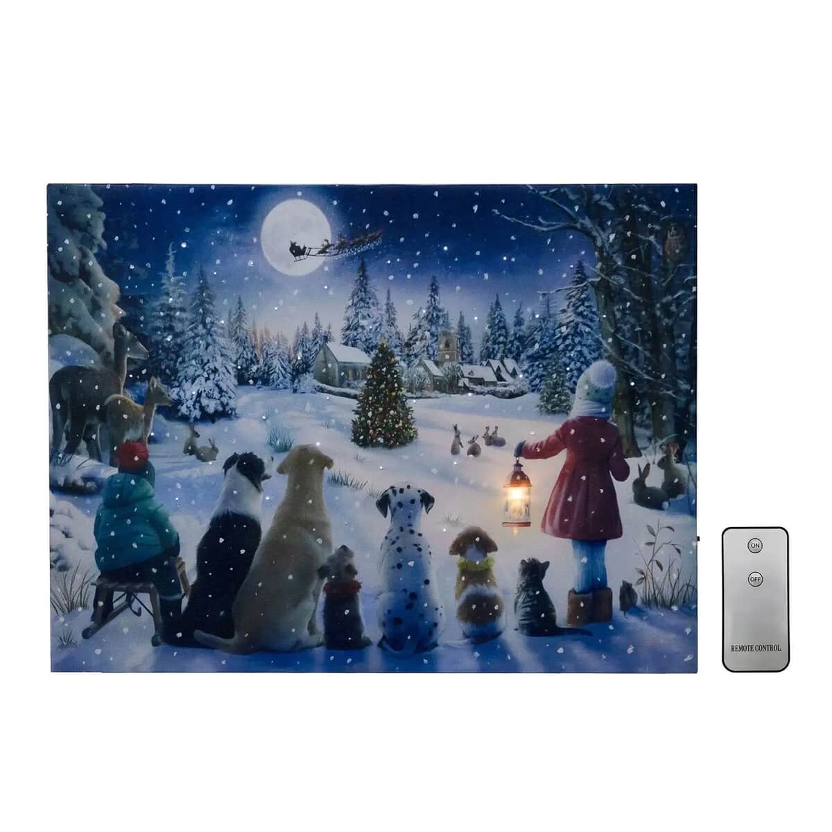 Lumabase Battery Operated Lighted Wall Art -Snowy Christmas image number 0
