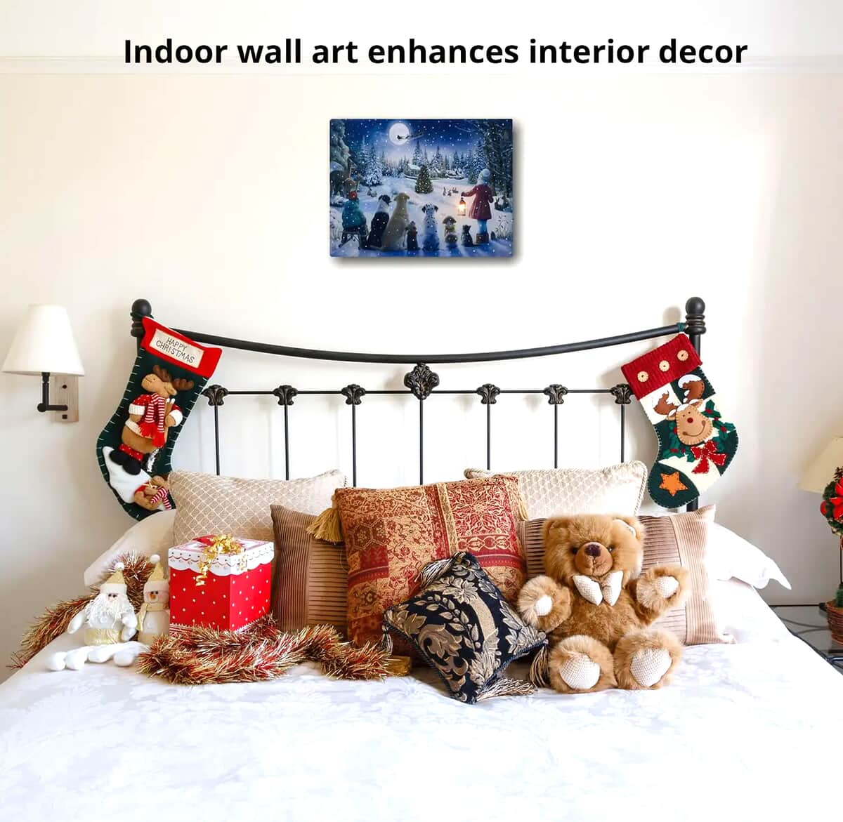 Lumabase Battery Operated Lighted Wall Art -Snowy Christmas image number 2