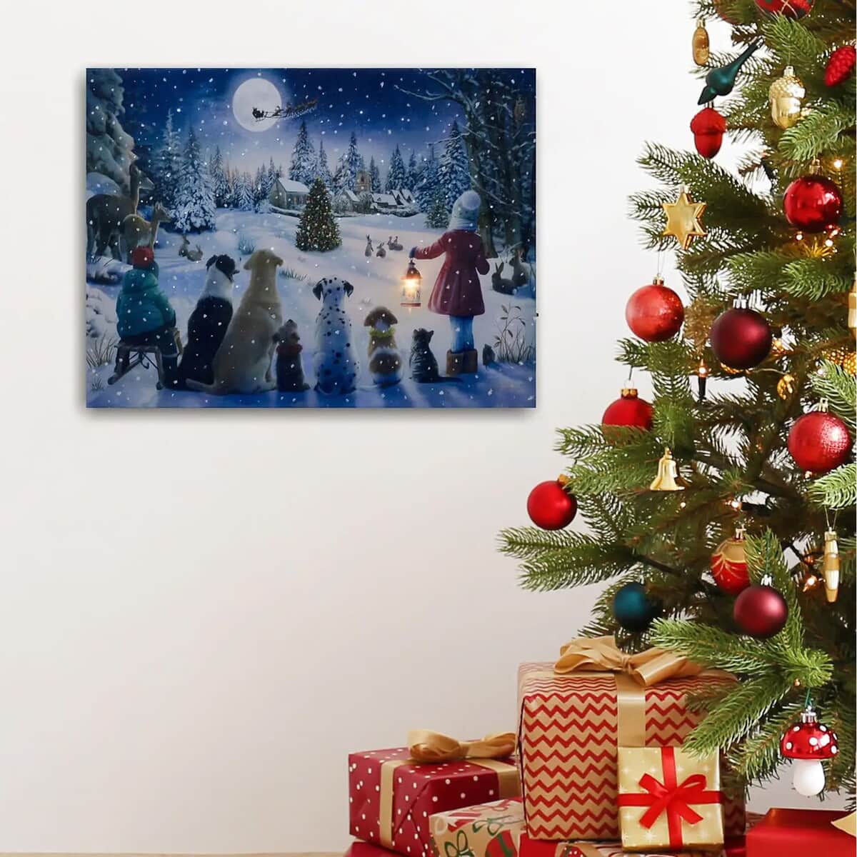 Lumabase Battery Operated Lighted Wall Art -Snowy Christmas image number 5