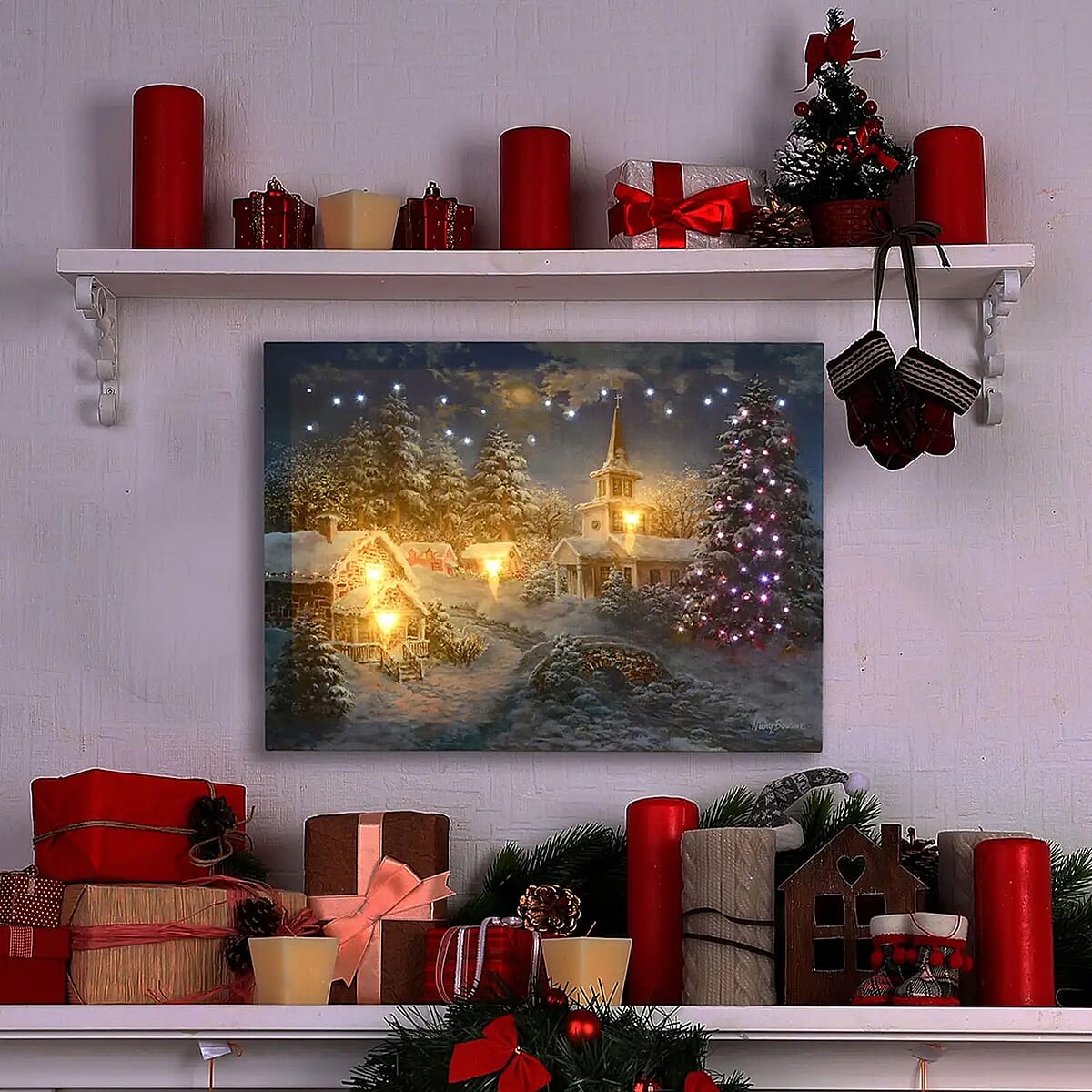 Lumabase Battery Operated Winter Village Lighted Wall Art image number 6