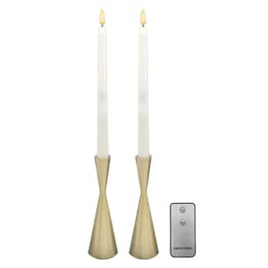 Lumabase Battery Operated Set of 2 3D Flameless Candles in Gold Metal Holders