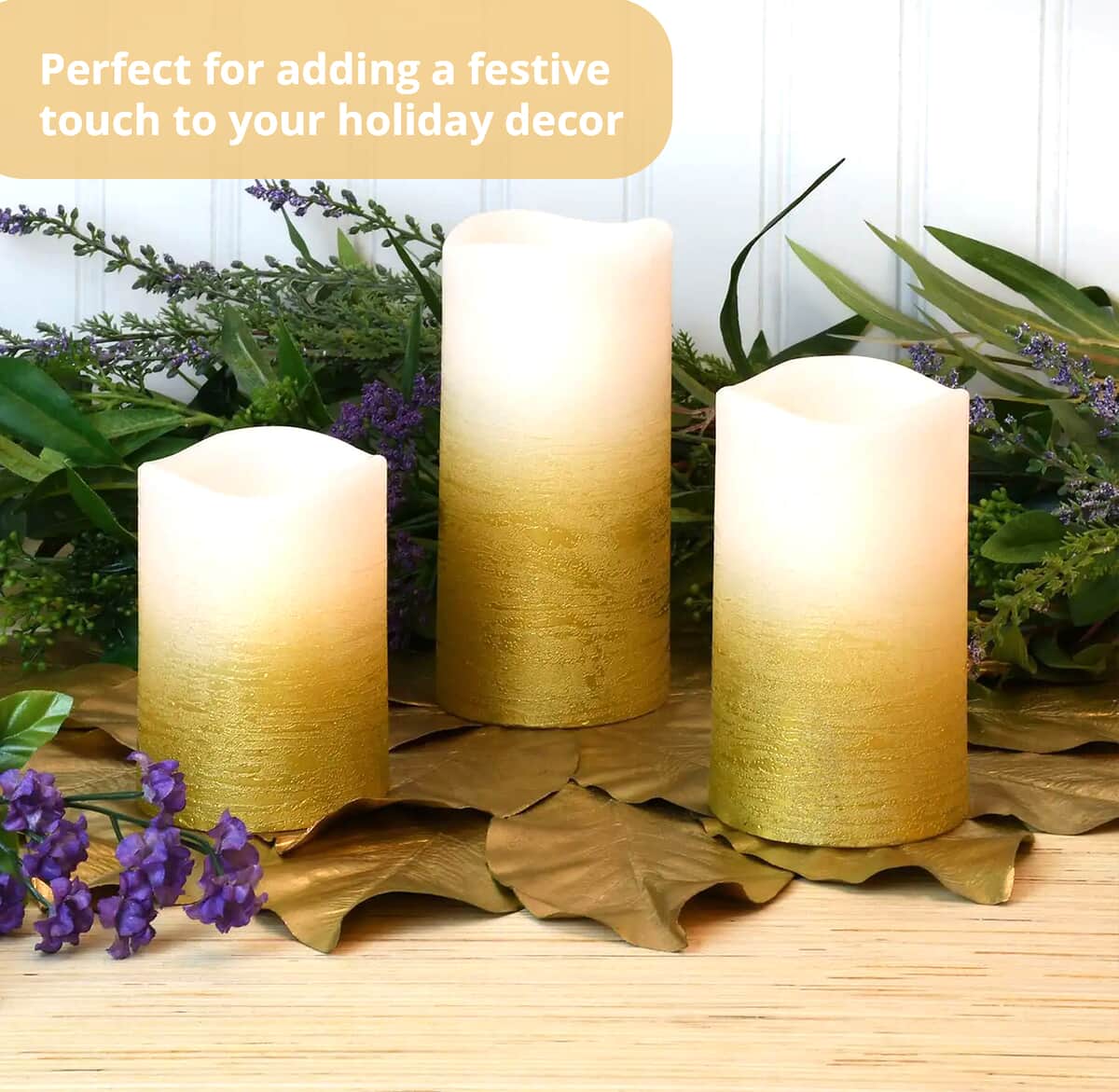 Lumabase Set of 3 Battery Operated Flameless Wax Candles image number 2