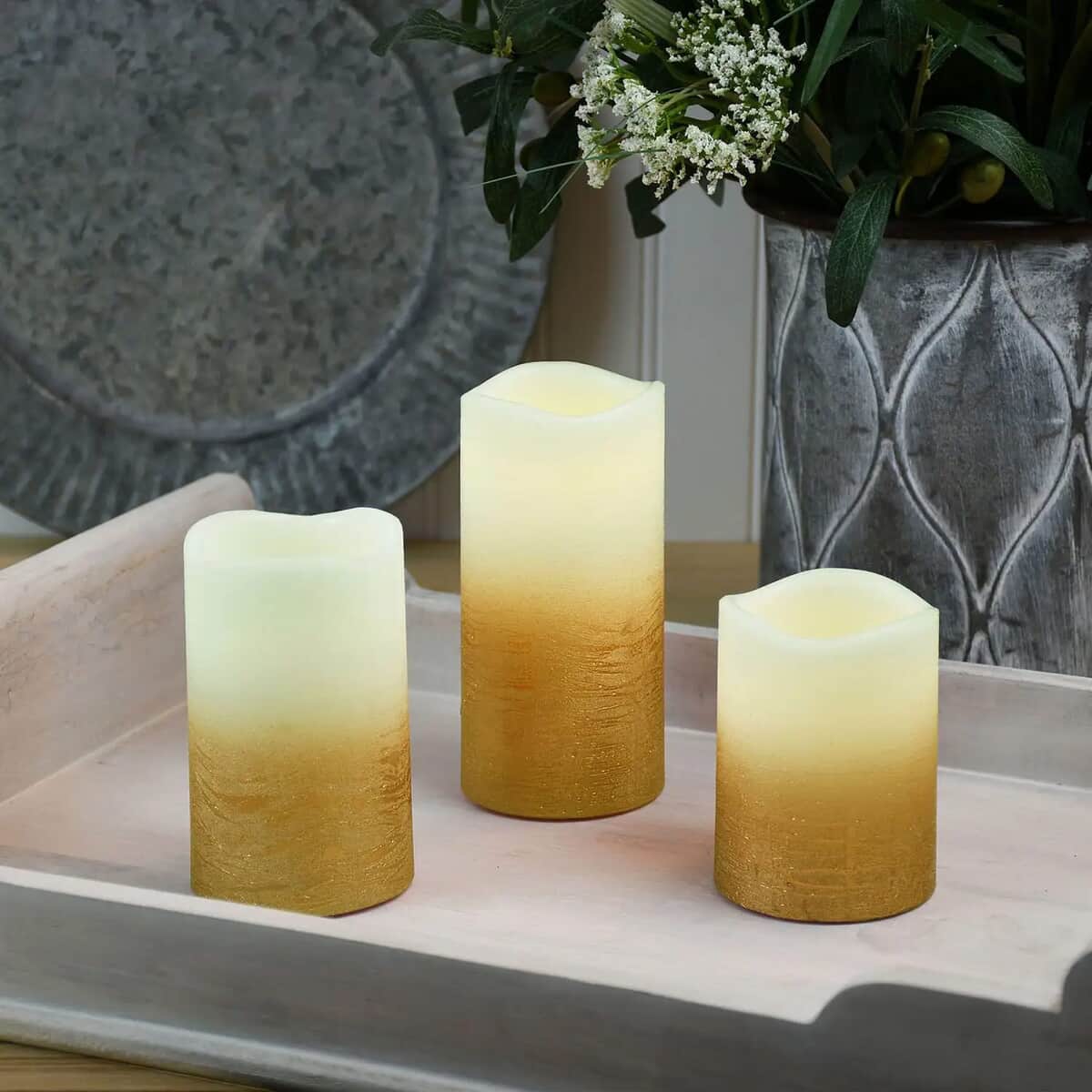 Lumabase Set of 3 Battery Operated Flameless Wax Candles image number 5