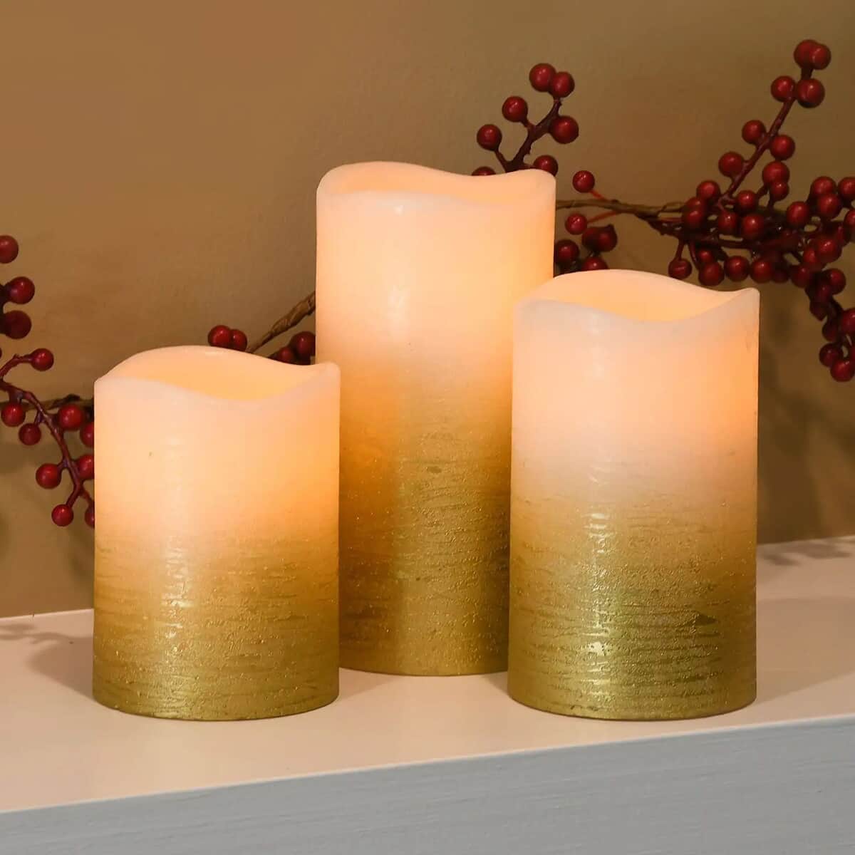 Lumabase Set of 3 Battery Operated Flameless Wax Candles image number 6