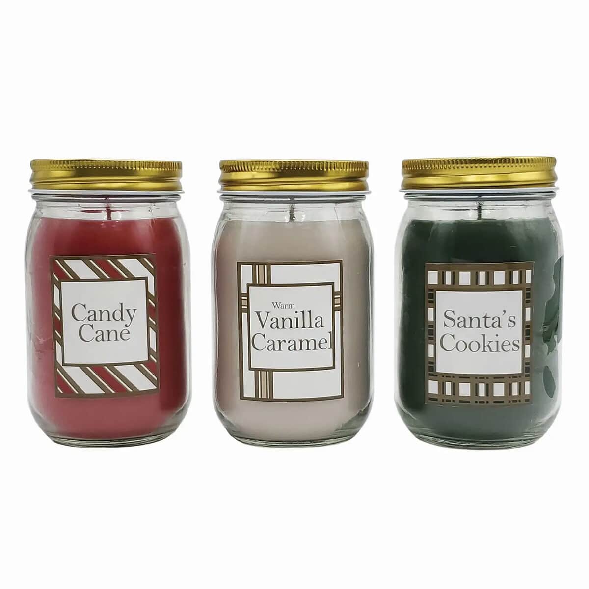 Lumabase Holiday Sweets Scented Candle Collection Set of 3 Candles -Santa's Cookies, Warm Vanilla Caramel, and Candy Cane image number 0