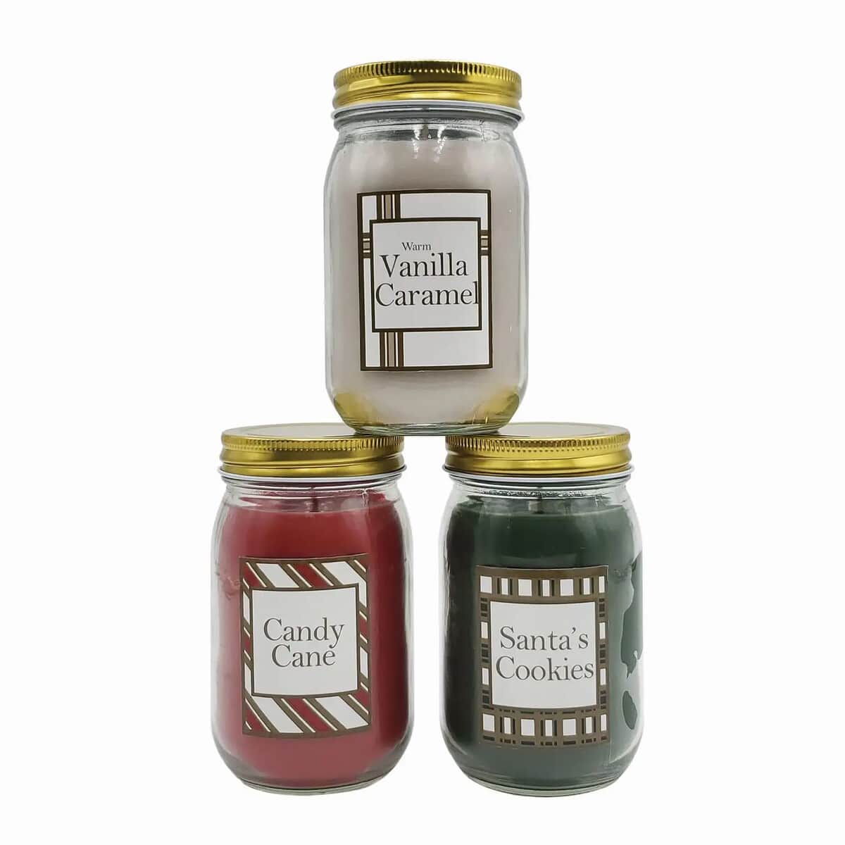 Lumabase Holiday Sweets Scented Candle Collection Set of 3 Candles -Santa's Cookies, Warm Vanilla Caramel, and Candy Cane image number 6
