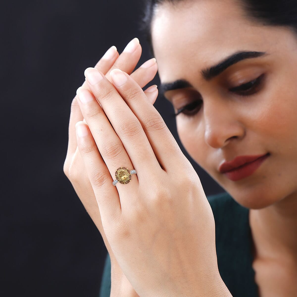Modani 14K Yellow Gold Imperial Topaz, Pink Tourmaline, SI1 White and Yellow Diamond Ring (Size 8.0) 4.90 Grams 1.65 ctw image number 2