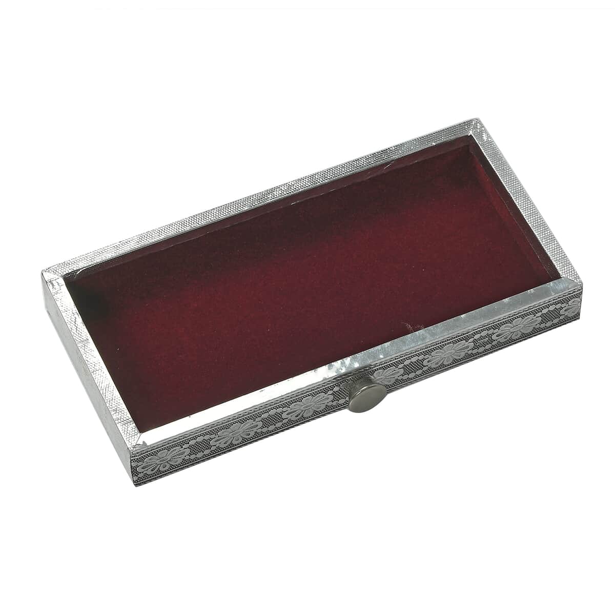 Handcrafted 3D Flower Embossed Oxidized Aluminium 3 Tier Storage Box with Drawer image number 6